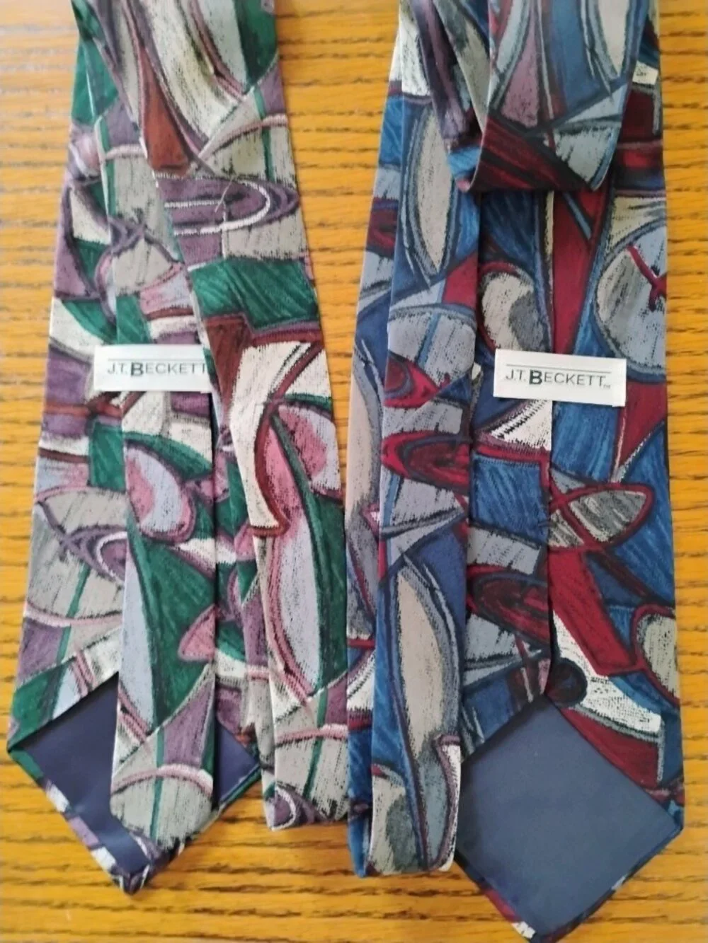 Vintage J.T. Beckett Abstract Cubist Silk Ties 1990's